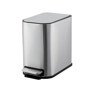 Bathroom Trash Can with Soft-close Lid, Slim Stainless Steel Waste Bin with Removable Inner Bucket