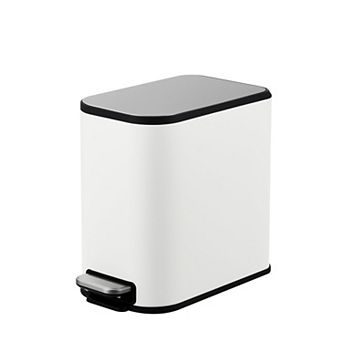 Bathroom Trash Can with Soft-close Lid, Slim Stainless Steel Waste Bin with Removable Inner Bucket