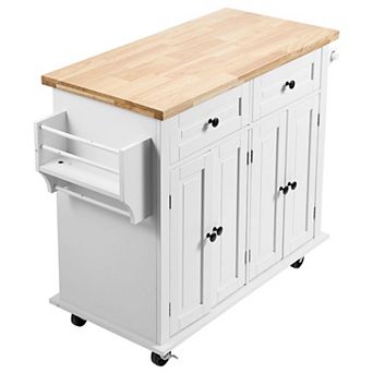 Versatile Kitchen Island with Storage, Drop-Leaf Counter, and Swivel Locking Wheels