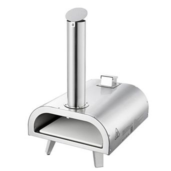 Outdoor Pellet Pizza Oven with Thermometer for Wood or Charcoal