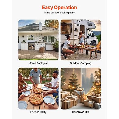 Outdoor Pellet Pizza Oven with Thermometer for Wood or Charcoal