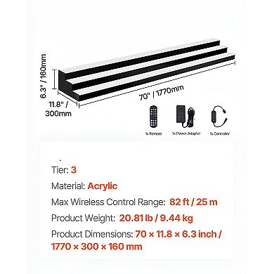 Three-Tier Wine Display Rack with Color LED and Remote Control