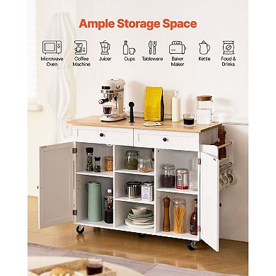 Kitchen Island with Storage Drawers, Cabinets, Drop-Leaf Countertop