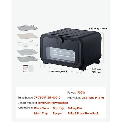 Electric Pizza Oven for Quick Crispy Pizza, Wings, and Snacks