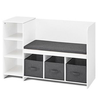 Reading Nook and Storage Bench with 6 Compartments and 3 Drawers
