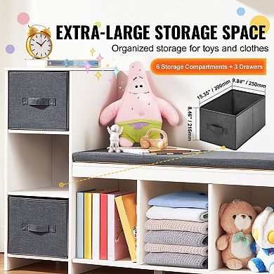 Reading Nook and Storage Bench with 6 Compartments and 3 Drawers