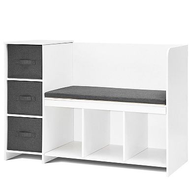 Reading Nook and Storage Bench with 6 Compartments and 3 Drawers