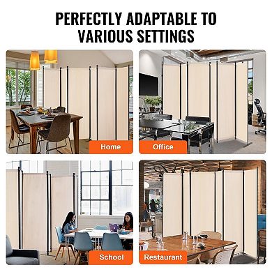 Room Divider 6 Panels Foldable Privacy Screen with Iron Frame for Home Use