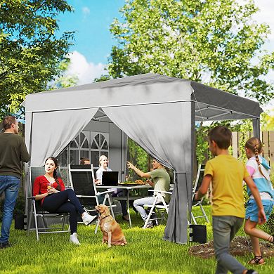 Outsunny 10 x 10 ft Pop Up Canopy Tent with Sides, UPF50+ Instant Canopy