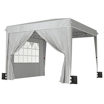 Outsunny 10 x 10 ft Pop Up Canopy Tent with Sides, UPF50+ Instant Canopy