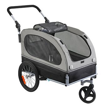 2-in-1 Dog Bike Trailer and Stroller for Dogs Up to 88 lbs with Mesh Windows