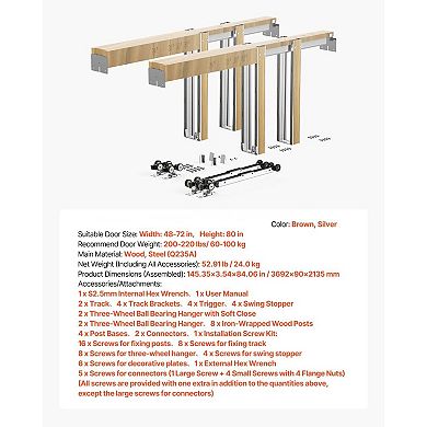 Soft Close Pocket Door Frame Kit Adjustable Sliding Pocket Door System