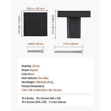 10-Pack Drawer Knobs for Cabinets and Furniture, Round Single Hole