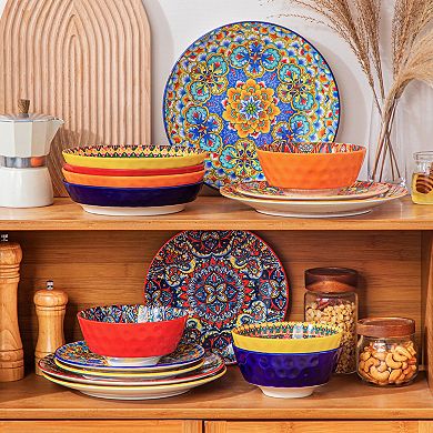 Porcelain Dining Set, incl. Dinner, Dessert, Soup Plates, Bowls, Bohemian Style