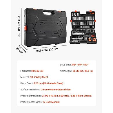 CR-V Alloy Socket Set with Ratchet Automotive and Workshop Kit