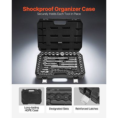 CR-V Alloy Socket and Ratchet Set Chrome Finish Tool Kit