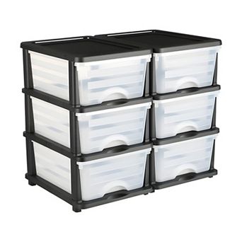 Multi-Purpose Storage Drawer Unit Plastic 3 Drawers Transparent Front Panels