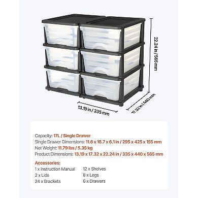 Multi-Purpose Storage Drawer Unit Plastic 3 Drawers Transparent Front Panels