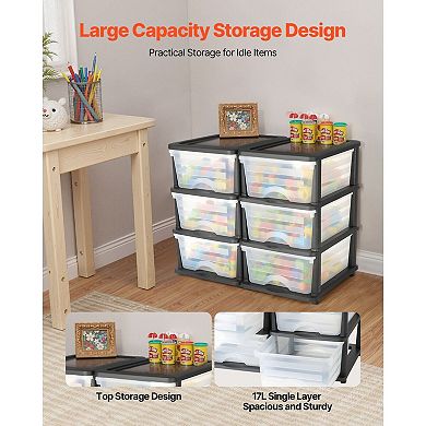 Multi-Purpose Storage Drawer Unit Plastic 3 Drawers Transparent Front Panels
