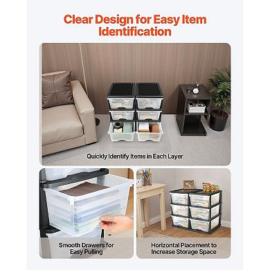 Multi-Purpose Storage Drawer Unit Plastic 3 Drawers Transparent Front Panels