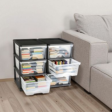 Multi-Purpose Storage Drawer Unit Plastic 3 Drawers Transparent Front Panels
