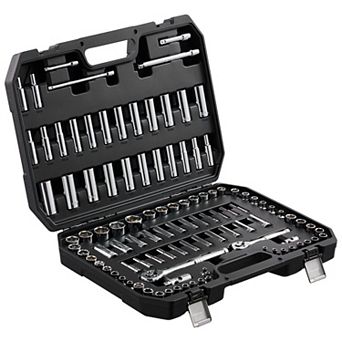 Socket and Ratchet Tool Set with Multiple Drive Sizes for DIY
