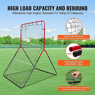 Multi-Zone Baseball Rebounder Net for Solo Practice, Throwing and Ground Ball Drills