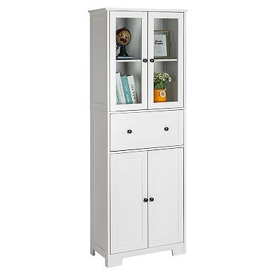 Multi-Room Tall Cabinet with 4 Doors, Drawer, and Large Storage Space