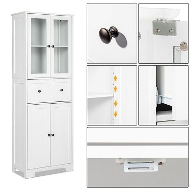 Multi-Room Tall Cabinet with 4 Doors, Drawer, and Large Storage Space