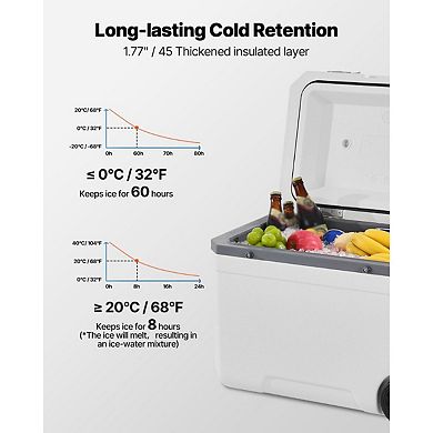 Portable 45QT Cooler with Wheels for Picnics, Travel, and Group Outings