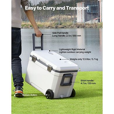 Portable 45QT Cooler with Wheels for Picnics, Travel, and Group Outings