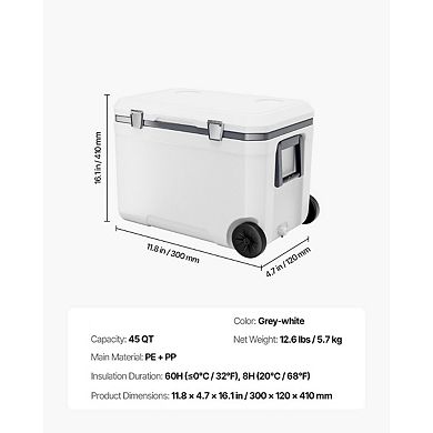 Portable 45QT Cooler with Wheels for Picnics, Travel, and Group Outings