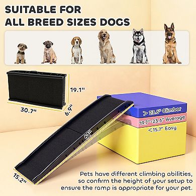 PawHut Folding Dog Ramp for Car, 61 Inches Pet Ramp with Frosted Surface
