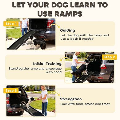 PawHut Folding Dog Ramp for Car, 61 Inches Pet Ramp with Frosted Surface