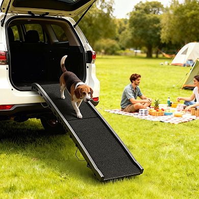 PawHut Folding Dog Ramp for Car, 61 Inches Pet Ramp with Frosted Surface