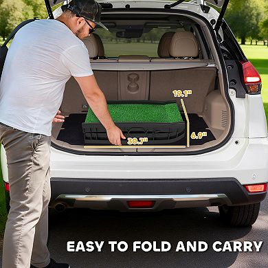 PawHut Folding Dog Ramp for Car, 61 Inches Pet Ramp with Grass Surface