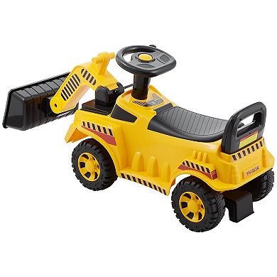 Kids Ride-On Push Car with Mini Crane, Engine Sounds, and Balance Development