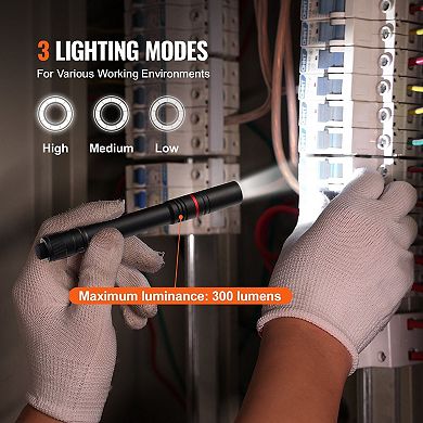 Rechargeable LED Pen Flashlight with High, Medium, and Low Modes