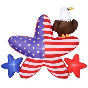 Plug-In Patriotic Inflatable Yard Decoration with Bald Eagle Design and LED Lighting