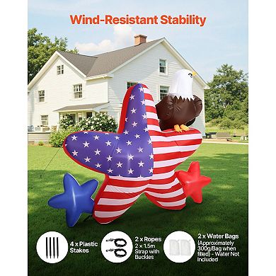 Plug-In Patriotic Inflatable Yard Decoration with Bald Eagle Design and LED Lighting