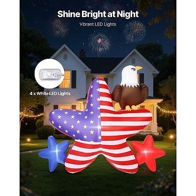 Plug-In Patriotic Inflatable Yard Decoration with Bald Eagle Design and LED Lighting