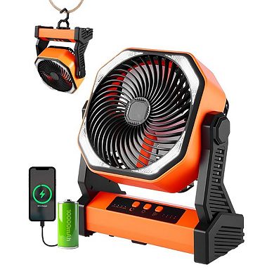 Cordless Portable Fan for Camping & Travel, 4-Speed, LED, USB-C Charging