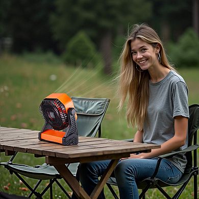 Cordless Portable Fan for Camping & Travel, 4-Speed, LED, USB-C Charging
