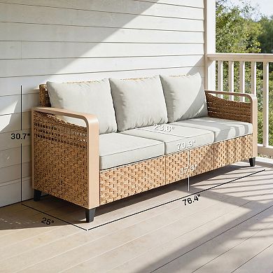 Outsunny Rattan Wicker Sofa with Cushions 3-Seater,
