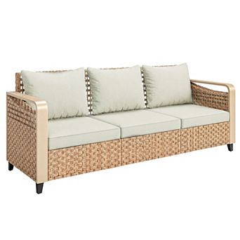 Outsunny Rattan Wicker Sofa with Cushions 3-Seater