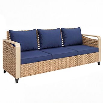 Outsunny Rattan Wicker Sofa with Cushions 3-Seater