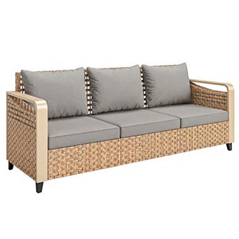 Outsunny Rattan Wicker Sofa with Cushions 3-Seater,