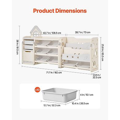 Multi-Functional Storage and Bookshelf with Open Bins and Book Display