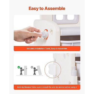 Multi-Functional Storage and Bookshelf with Open Bins and Book Display