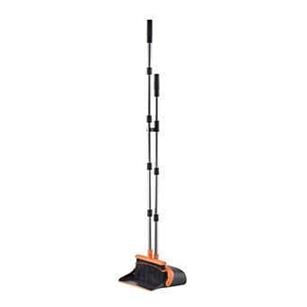 Standing Broom and Dustpan Combo Adjustable Handle for Floor Cleaning